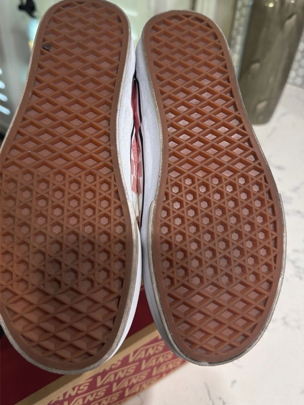 Vans Women’s Slip-On Checkerboard Sneakers - Rose/White - Picture 4 of 5